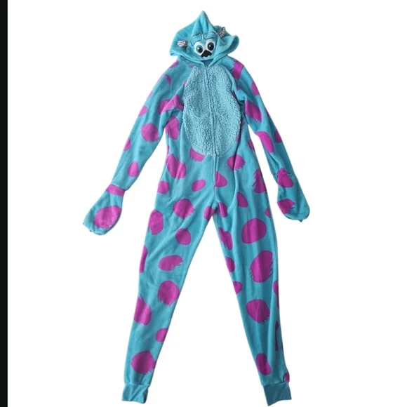 Disney Monsters Inc Sully Adult Onesie Pajamas Costume Blue Purple S/M Cosplay - Picture 4 of 16